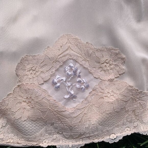 Vintage Babydoll Midi Slip Dress Satin Lace Trim Boho Lingerie - Picture 5 of 16